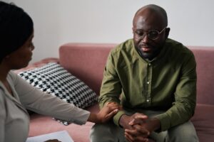 a man takes the first step to getting opioid use disorder treatment