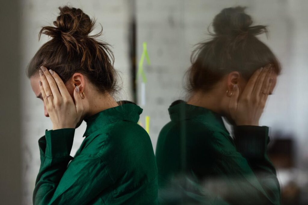a young woman struggles to hide the signs of her drinking problem